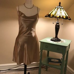 Satin Champaign cowl neck slip